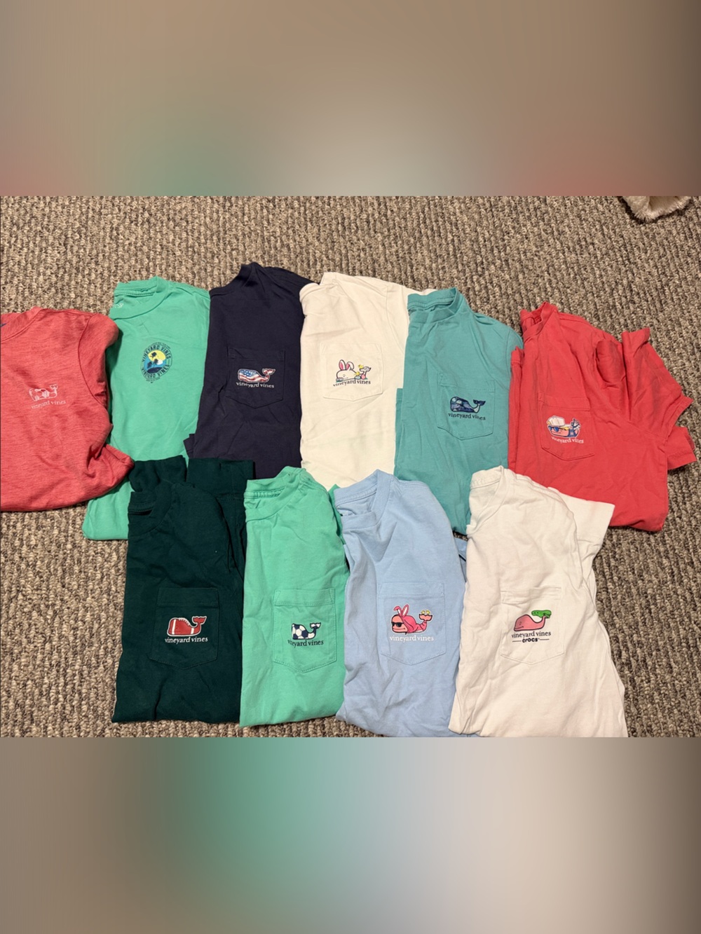 Vineyard Vines Kids Short Sleeve Tees - Mixed Greens, Red, Blue & White
